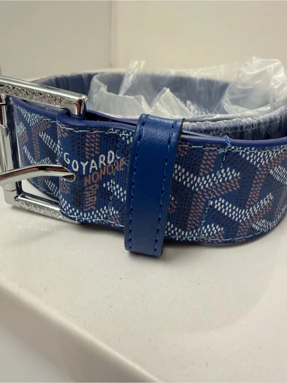 Goyard Blue Monogram Belt – Size 30-32 Waist